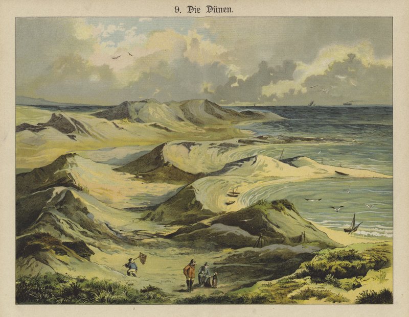 Sanddyner (farge litho) av German School