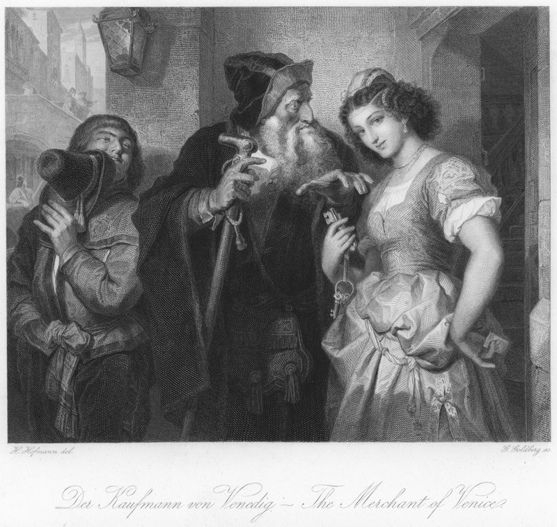 Scene fra The Merchant of Venice av German School