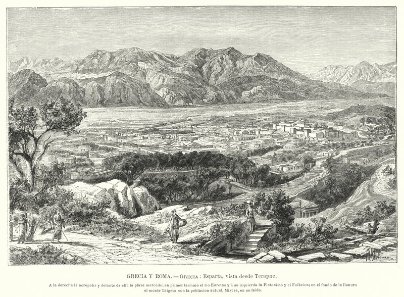 Sparta, antikkens Hellas (litho) av German School