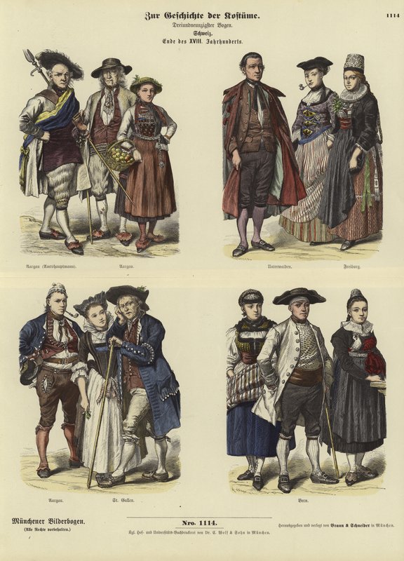 Sveitsiske kostymer, sent på 1700-tallet av German School
