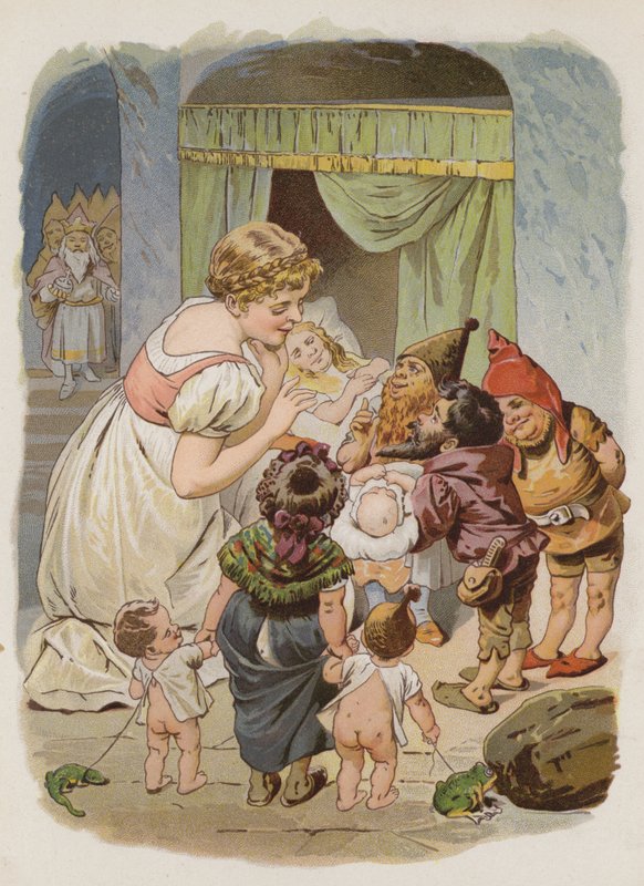 Alvene og skomakeren (chromolitho) av German School