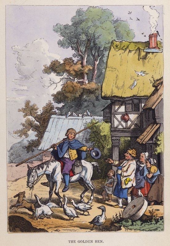 Den gylne høna (farge litho) av German School