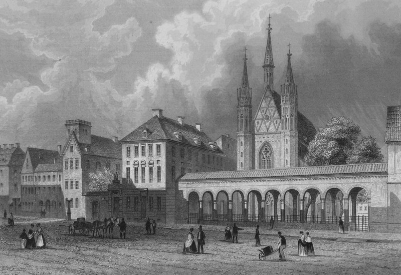 Klosterkirche og Klosterstrasse, Berlin (stålgravering) av German School