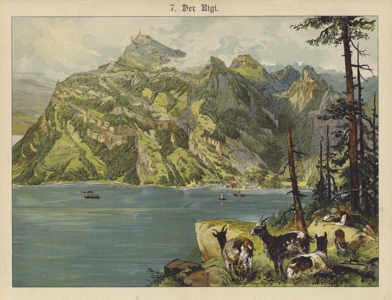 The Rigi (farge litho) av German School