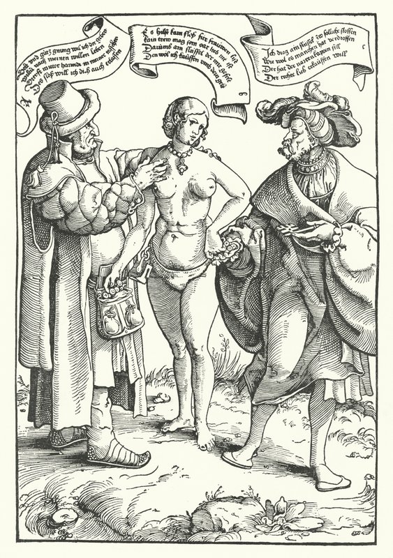 The Unequal Lovers (gravering) av German School
