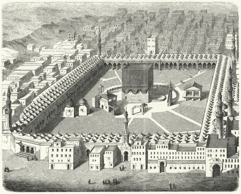Utsikt over Kaba, Mekka (gravering) av German School