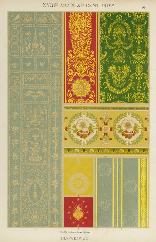 XVIII. og XIX. århundre, Silkeveving (farge litho) av German School