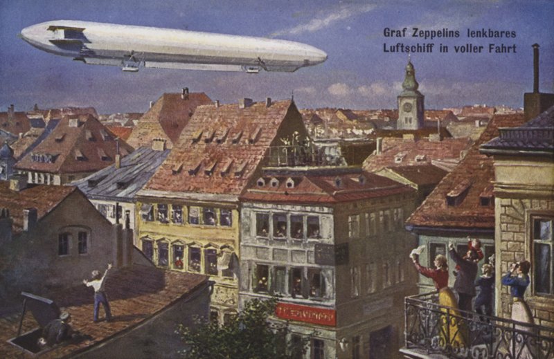 Zeppelin luftskip på flukt av German School