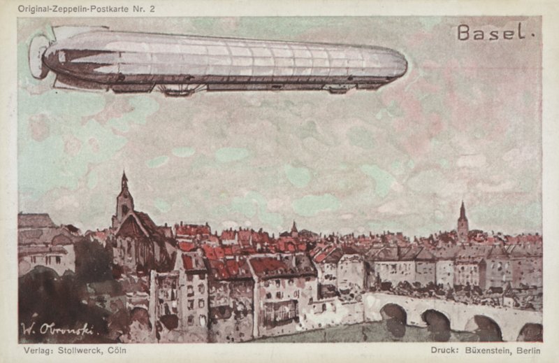 Zeppelin flyr over Basel av German School