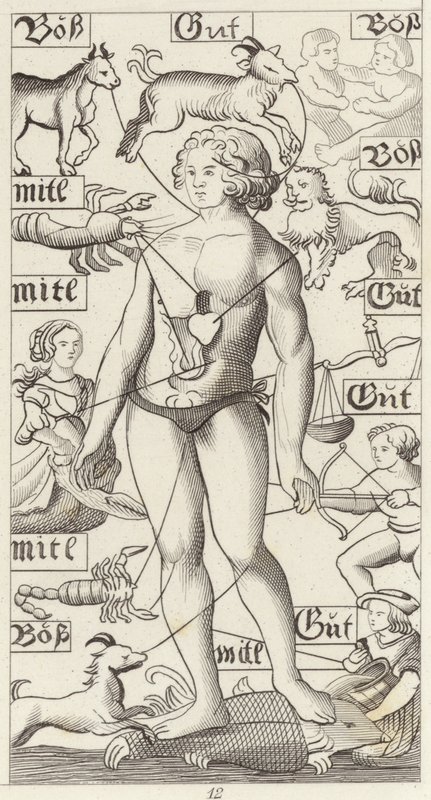 Zodiac mann. Illustrasjon for Bilder-Atlas (gravering) av German School