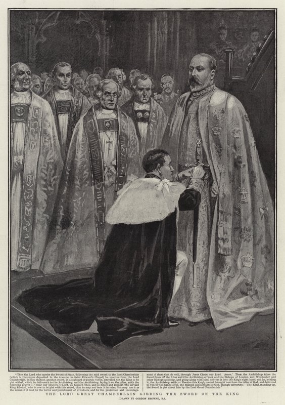 Lord Great Chamberlain omgir kongen sverdet av Gordon Frederick Browne
