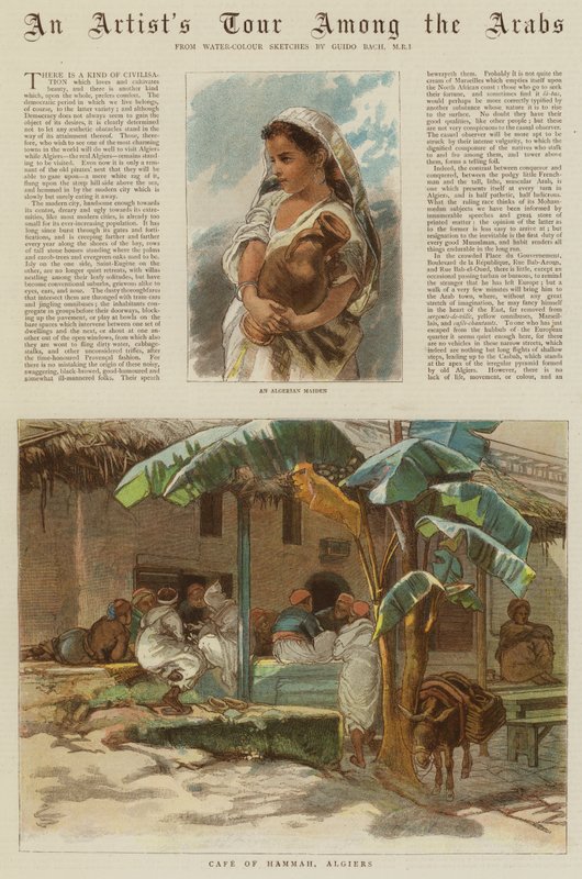 En kunstnertur blant araberne (fargegravering) av Guido Bach