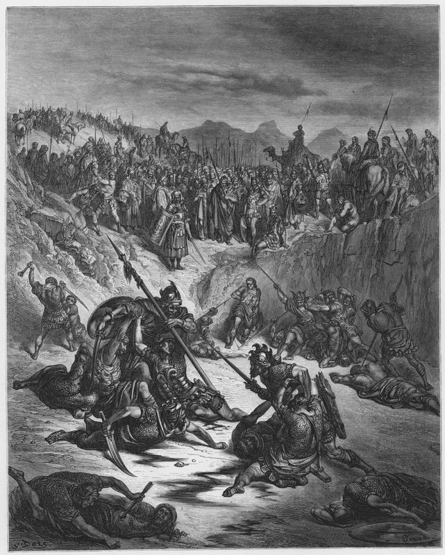 Gustave Dore Bible: Kamp mellom forkjemperne til Ish-Bosheth og David av Gustave Dore