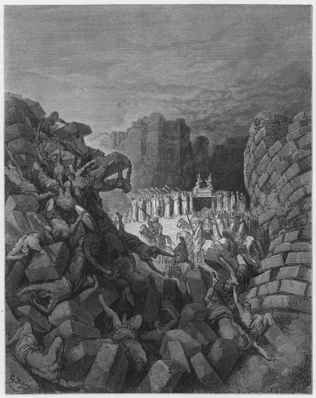 Gustave Dore Bibelen: Jerikos murer faller ned av Gustave Dore
