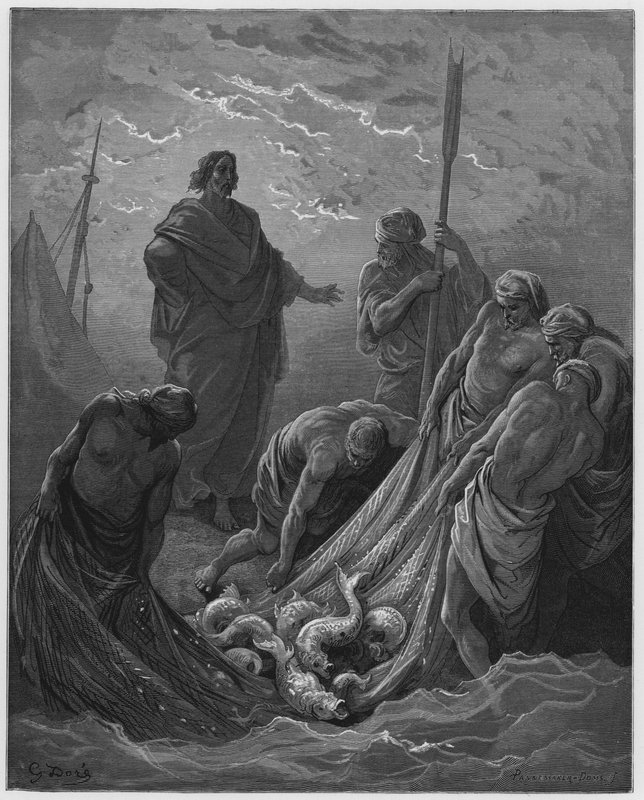 Gustave Dore Bibelen: Det mirakuløse utkastet til fisk av Gustave Dore