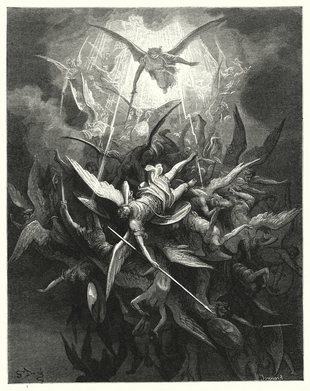 Illustrert av Gustave Dore for Miltons Paradise Lost, bok I, linje 44, 45 av Gustave Dore
