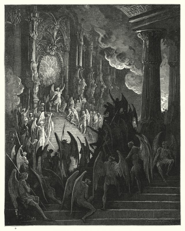 Illustrasjon av Gustave Dore for Miltons Paradise Lost, bok II, linje 1, 2 av Gustave Dore
