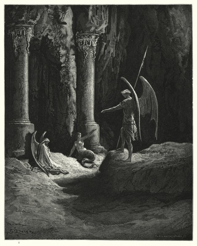 Illustrasjon av Gustave Dore for Miltons Paradise Lost, bok II, linje 648, 649 av Gustave Dore
