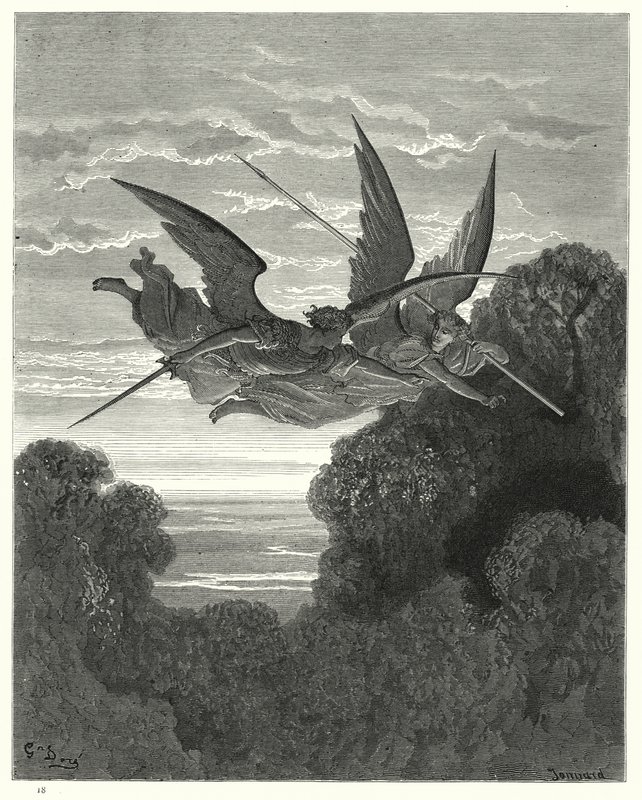 Illustrasjon av Gustave Dore for Miltons Paradise Lost, bok IV, linjer 798, 799 av Gustave Dore