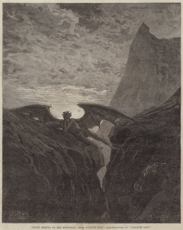 Satan hviler på fjellet av Gustave Dore