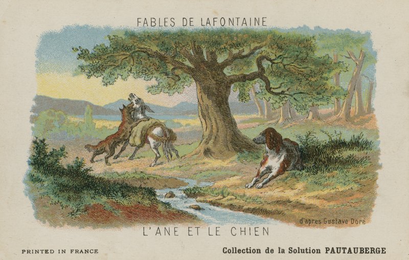 The Ass and the Dog (chromolitho) av Gustave Dore