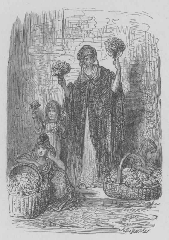 Blomsterselger av Gustave after Dore
