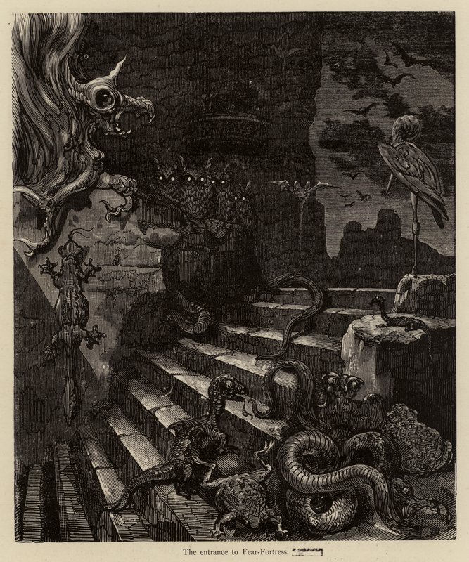 Inngangen til Fear-Fortress av Gustave after Dore