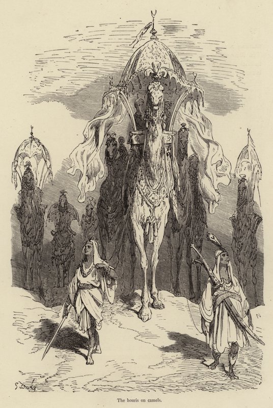 Houris på kameler av Gustave after Dore