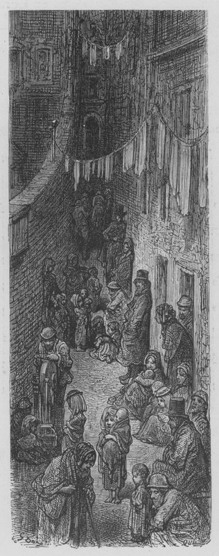 En gate i de fattige nabolagene av Gustave after Dore