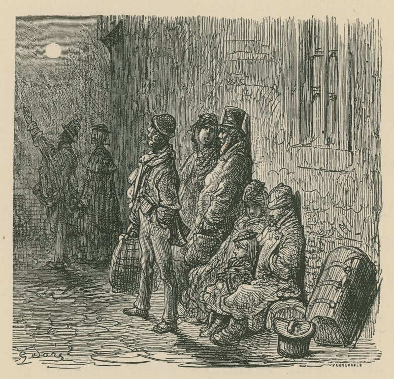 En scene av livet i London av Gustave Dore