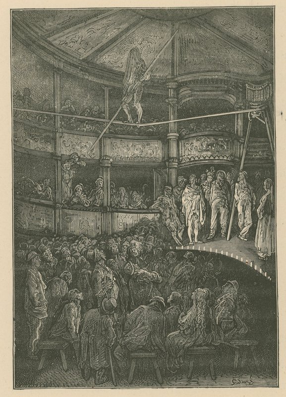 Blondin i Shoreditch, London (gravering) av Gustave Dore