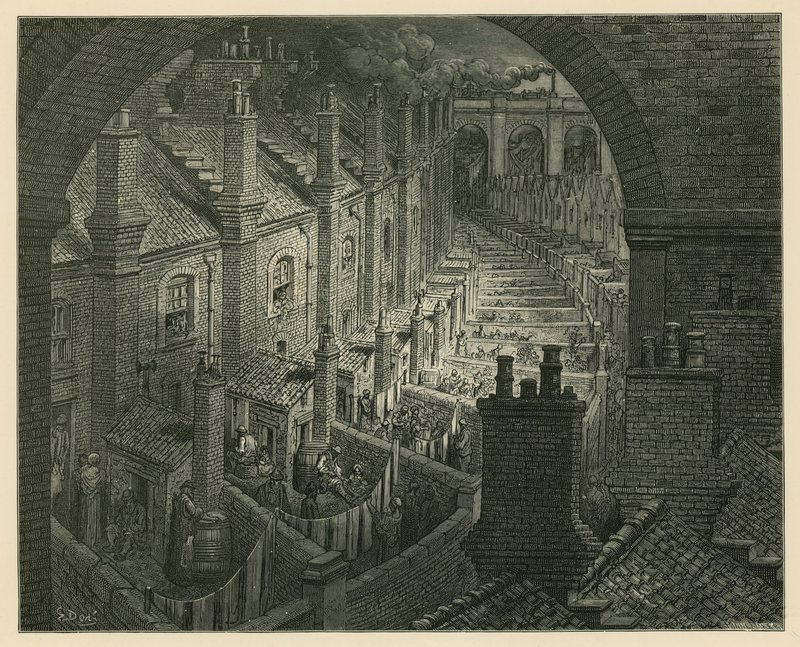 Over London med tog av Gustave Dore