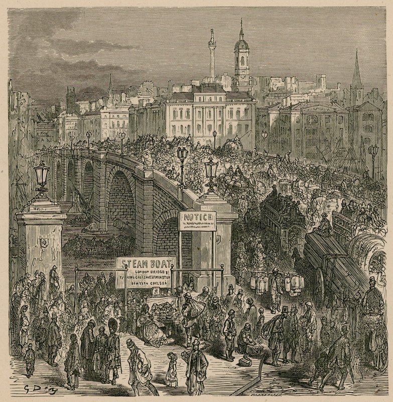 Trafikk på London Bridge av Gustave Dore
