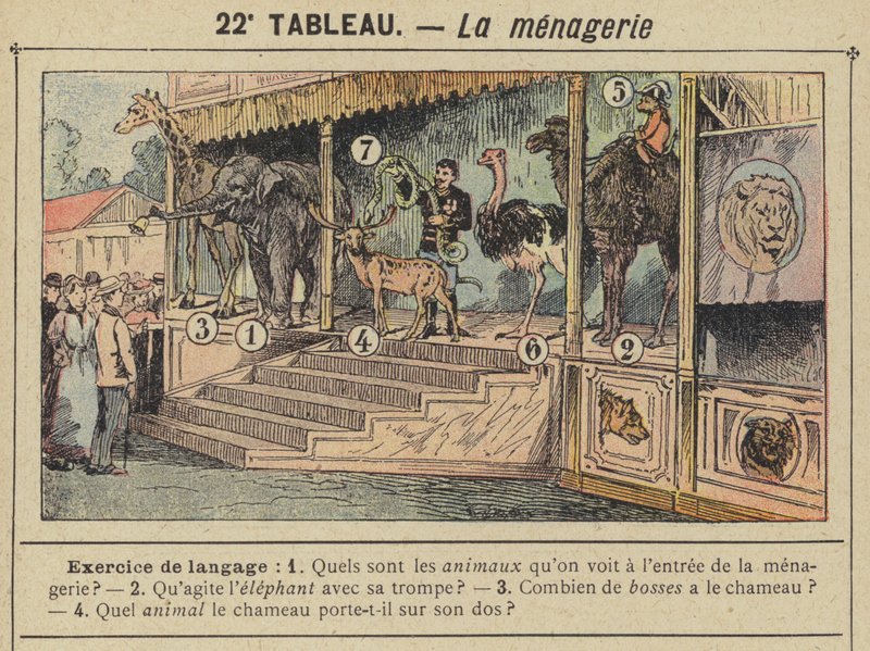La menagerie (farge litho) av Gustave Fraipont