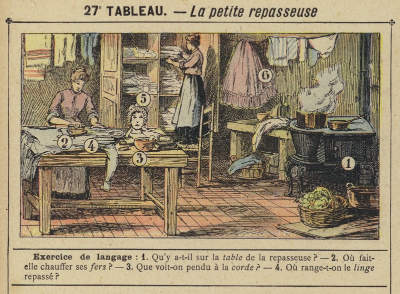 Den lille strykemaskinen (farge litho) av Gustave Fraipont