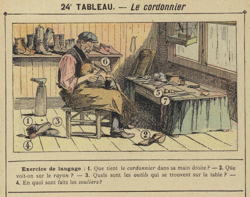 The Shoemaker (farge litho) av Gustave Fraipont
