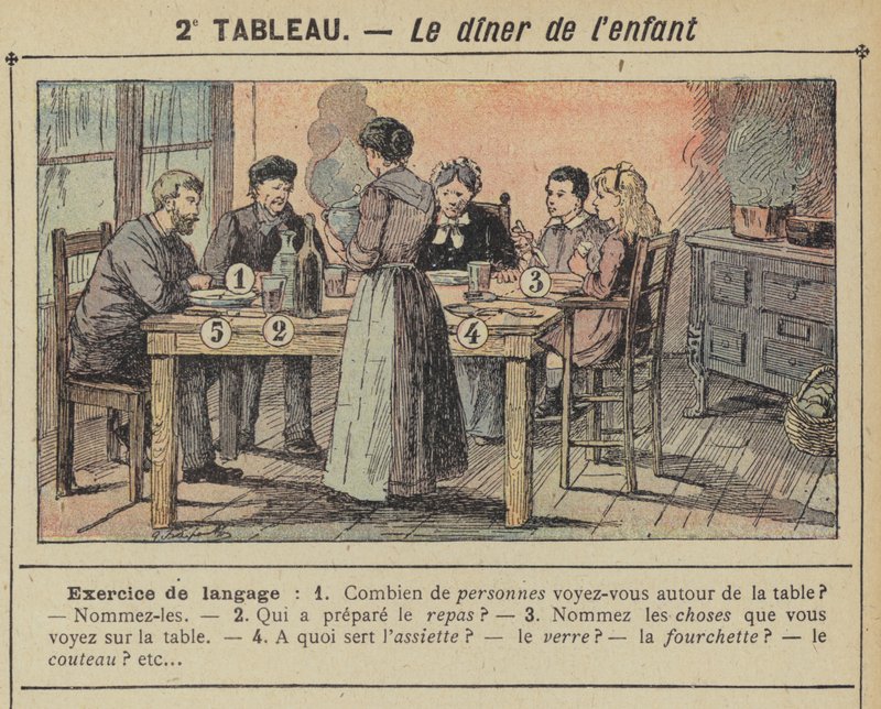 Barnets middag (farge litho) av Gustave Fraipont