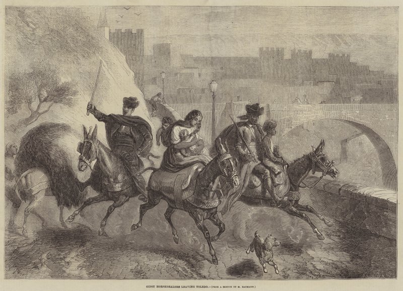 Sigøynerhestehandlere forlater Toledo av Gustave Janet