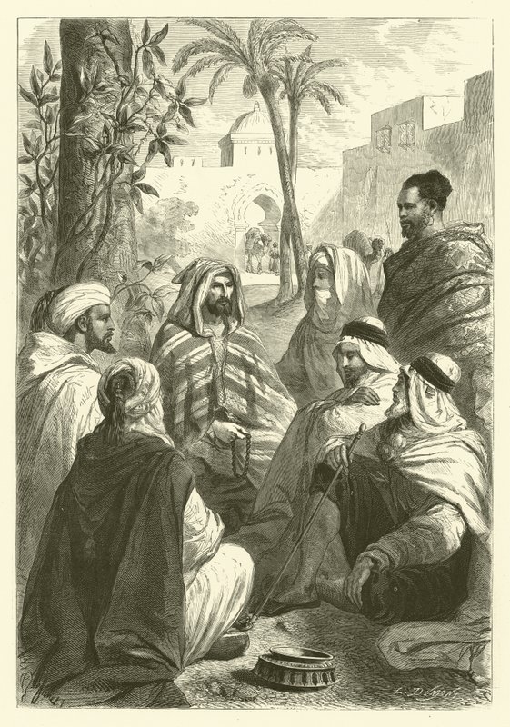 Den arabiske historiefortelleren (gravering) av Gustave Janet