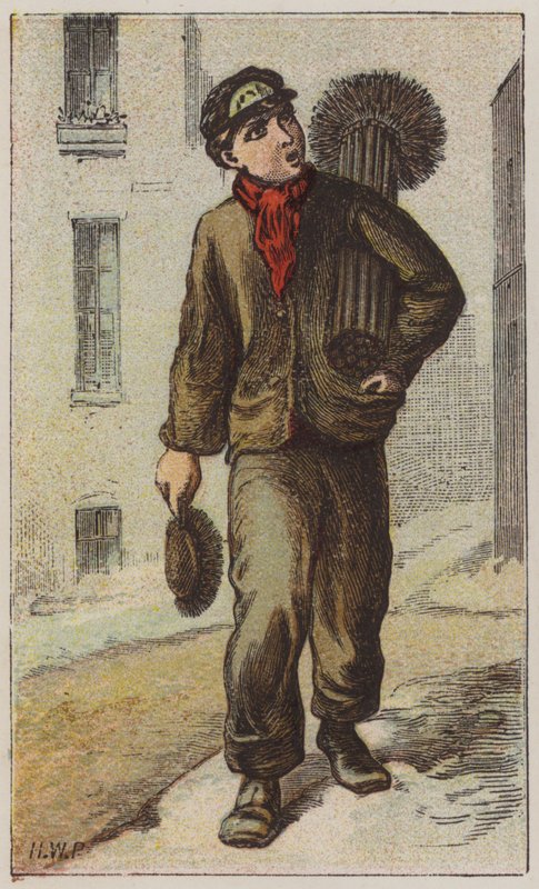 Skorsteinsfeier (farge litho) av H.W. (after) Petherick