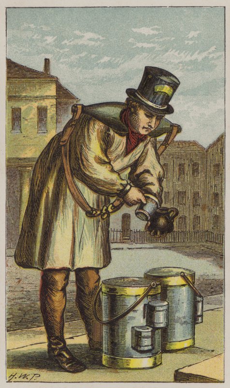 Milkman (farge litho) av H.W. (after) Petherick