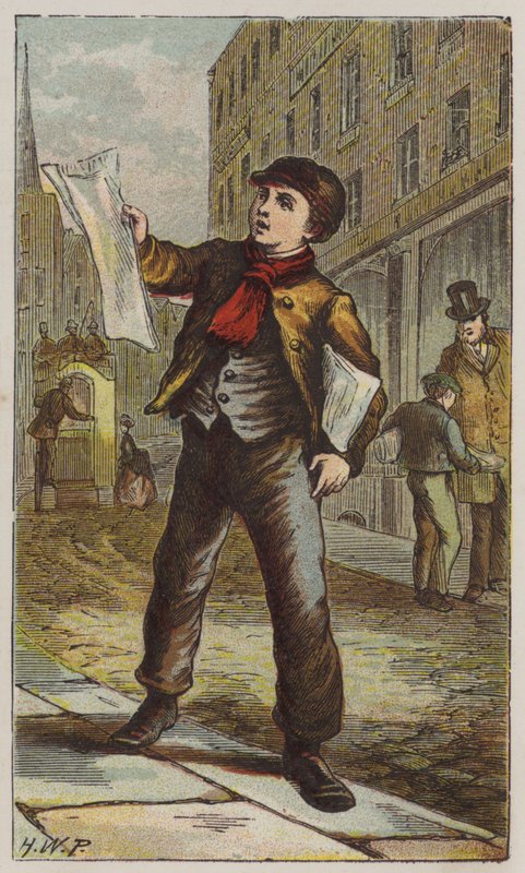 Avisgutt (farge litho) av H.W. (after) Petherick