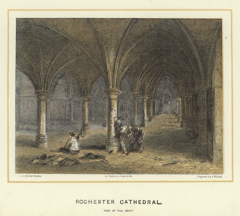 Rochester Cathedral, utsikt over krypten av Hablot Knight Browne