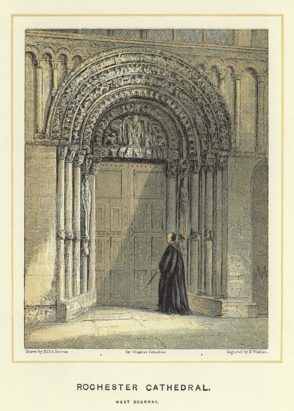 Rochester Cathedral, vestre døråpning av Hablot Knight Browne