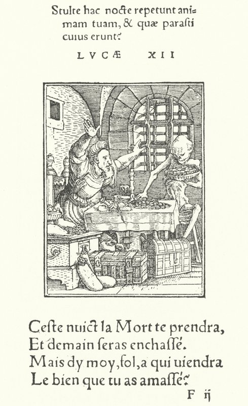 The Miser (gravering) av Hans (after) Holbein the Younger