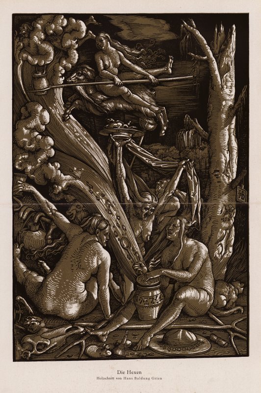 Heksenes sabbat (tresnitt) av Hans Baldung Grien