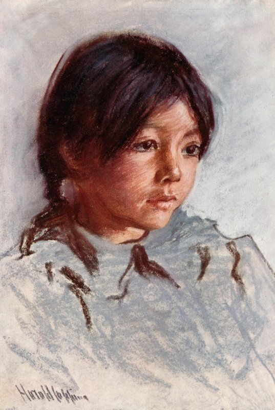Leder for Indian Child, Blackfoot Reservation, Alberta av Harold Copping