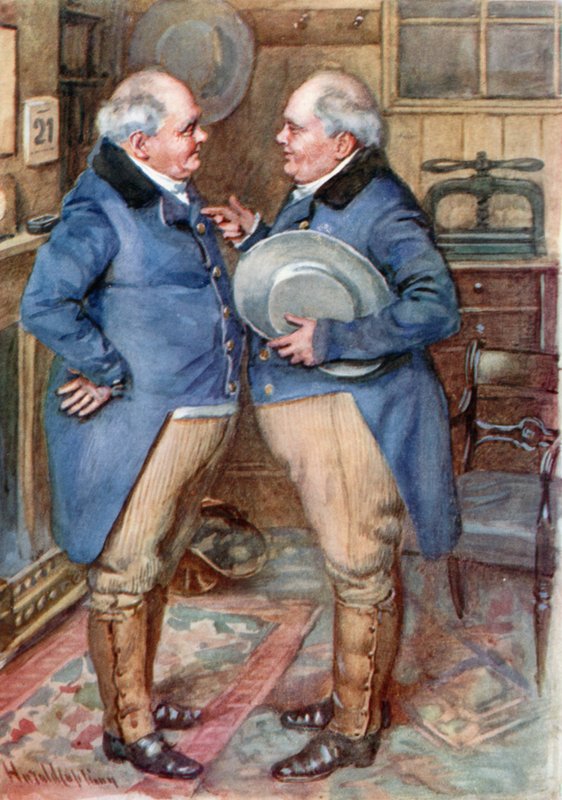 The Brothers Cheeryble (farge litho) av Harold Copping