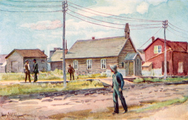 Log-Cabin Church, Lloydminster av Harold Copping