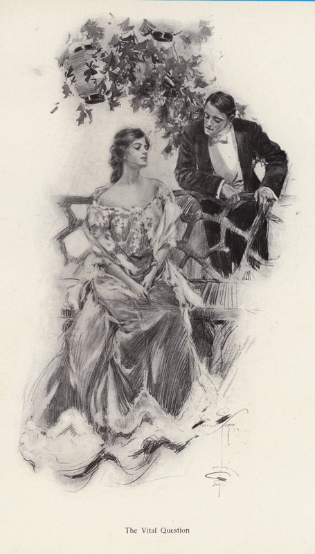 Mann som foreslår ekteskap med en kvinne (litho) av Harrison Fisher
